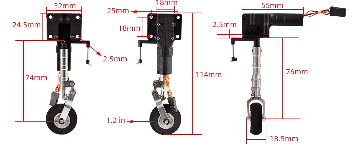 Train D'atterrissage Rétractable électrique 5kg Pour Avion RC - Servoless Métallique - Neuf